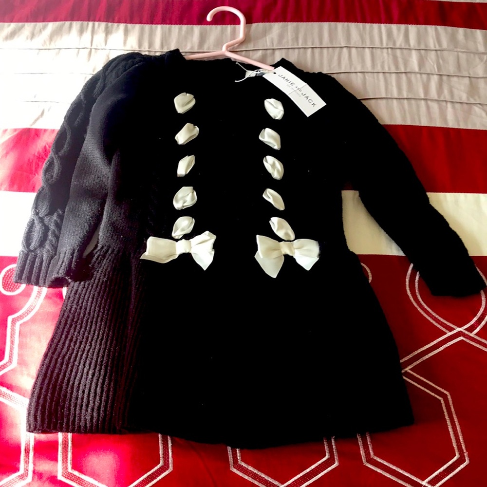 Black and cream sweater dress